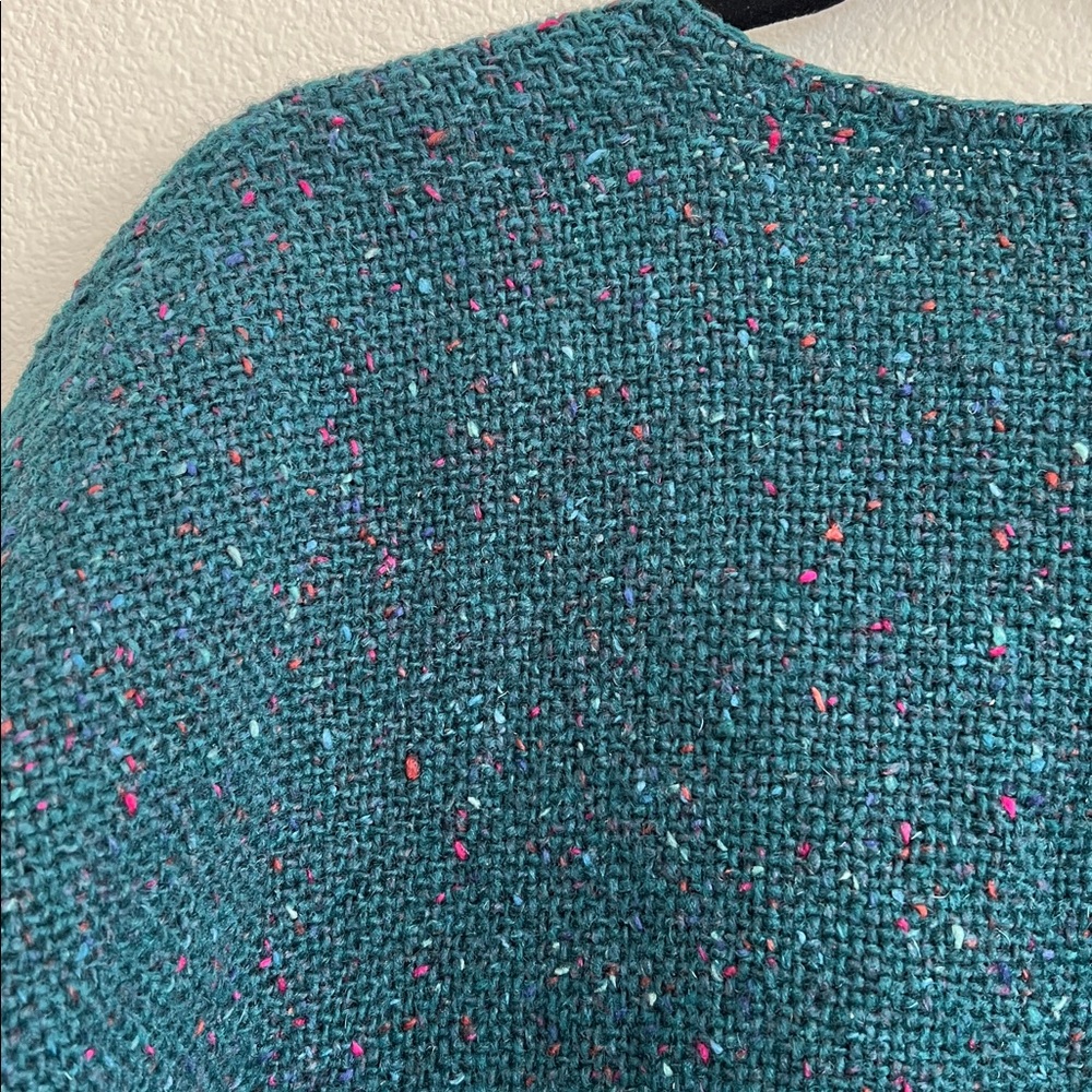 HANDWOVEN BY HARVY Artisanal Buttoned Cardigan Dark Teal Multi Confetti Speck OS - Picture 8 of 9